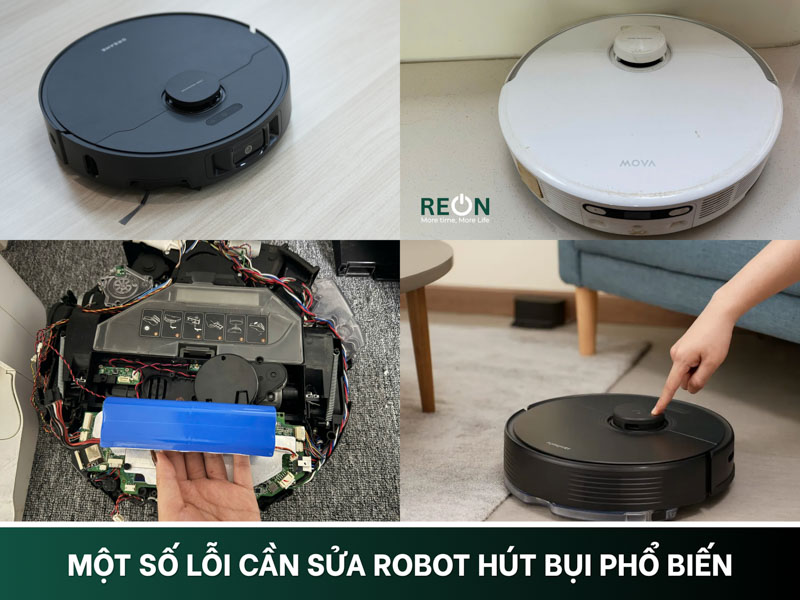 Sửa chữa robot hút bụi với các lỗi phổ biến như robot đứng im, va vào tường và pin bị phồng